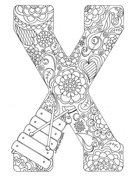 Letter X Colouring Page Jackie Wall Studio