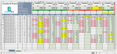 Planilha De Cotação De Preços De Produtos Para Compras Excel