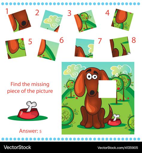 Find Missing Piece Puzzle Game For Children Vector Image