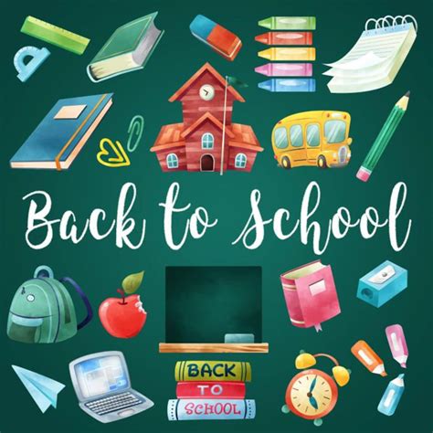 Back To School Clip Art School Supplies Clipart School Bus Etsy