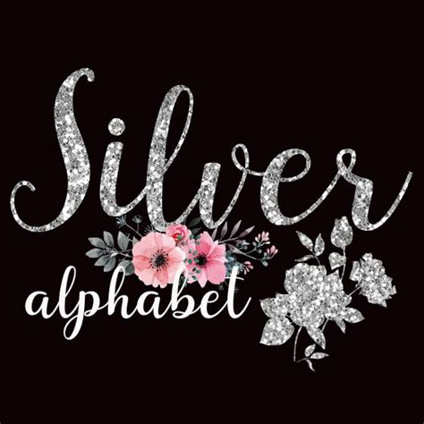 Silver Glitter Alphabet Font Silver Alphabet Letters Alphabet Etsy