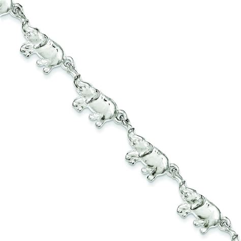 Sterling Silver Elephants Bracelet Link Bracelets Jewelry