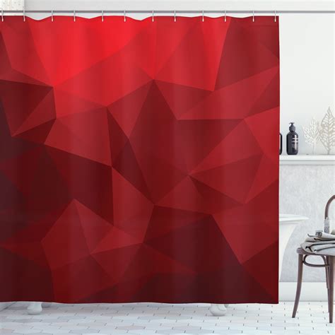 Red Shower Curtain Triangular Mosaic In Shades Of Red With Low Poly