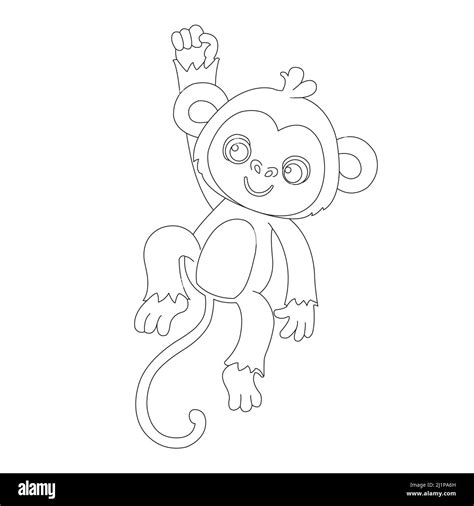 Cute Little Monkey Outline Coloring Page For Kids Animal Coloring Book