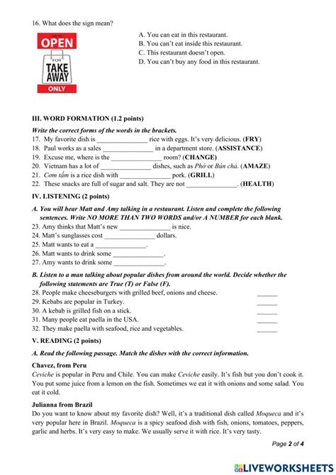 English Level 6 U5 Worksheet