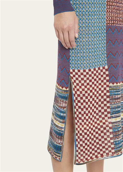 Ulla Johnson Almira Masque Patchwork Jacquard Knit Midi Dress With Belt Bergdorf Goodman