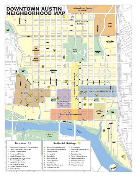 Downtown Austin District Map Austin Tx • Mappery Downtown Austin