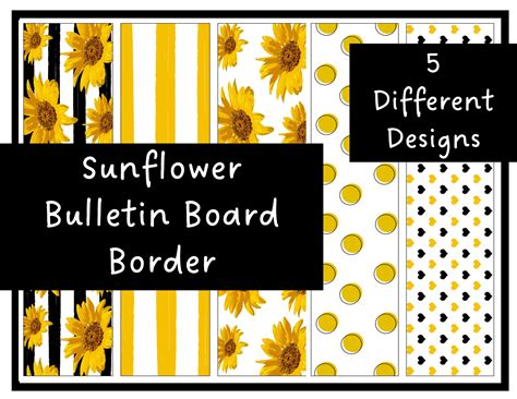 Sunflower Bulletin Board Border 5 Printable Designs Etsy