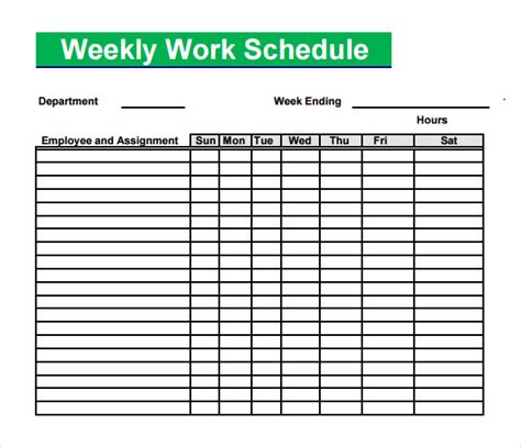 Free Sample Blank Schedule Templates In Pdf Ms Word