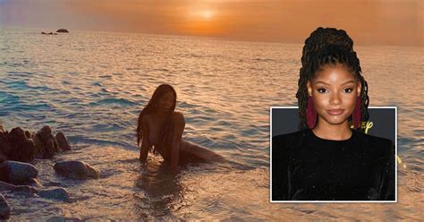 first look at halle bailey as ariel in disney s live action the little mermaid halle bailey