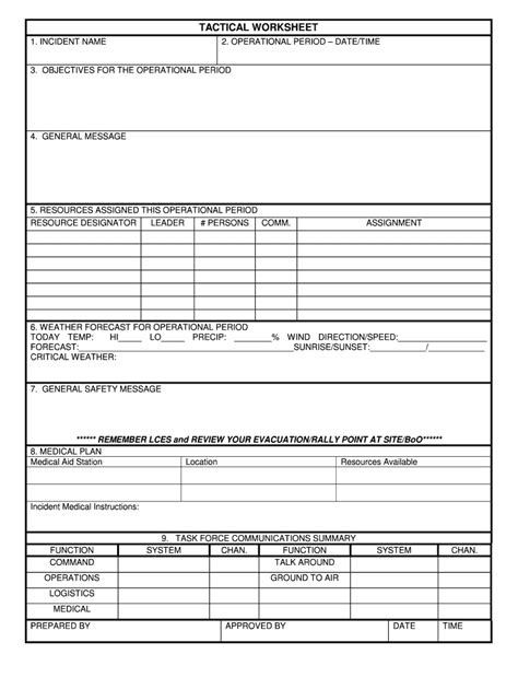 Tactical Worksheet Fillable Fill Online Printable Fillable Blank