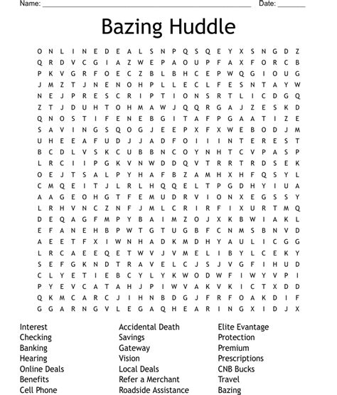 Bazing Huddle Word Search Wordmint