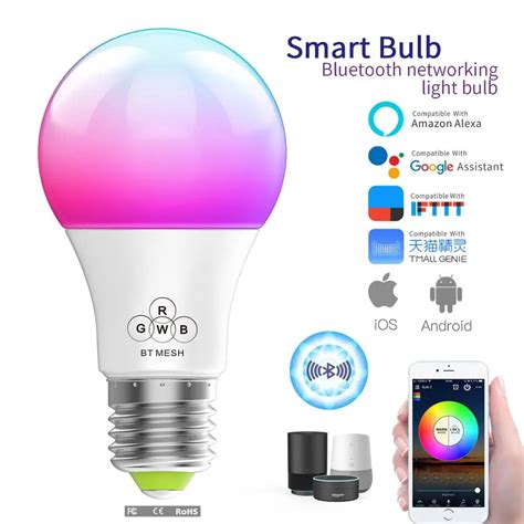 Timethinker Wifi Smart Light E27 Bulb Rgbw Led Lamp Multicolor Dimmable