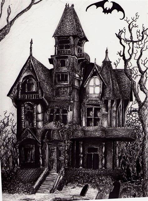 Haunted House Pencil Drawing Bestpencildrawing