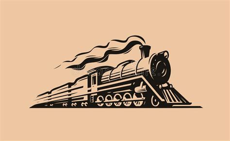 Vintage Steam Locomotive Drawn Ancient Train Transport Stock Vector Illustration Of Passage