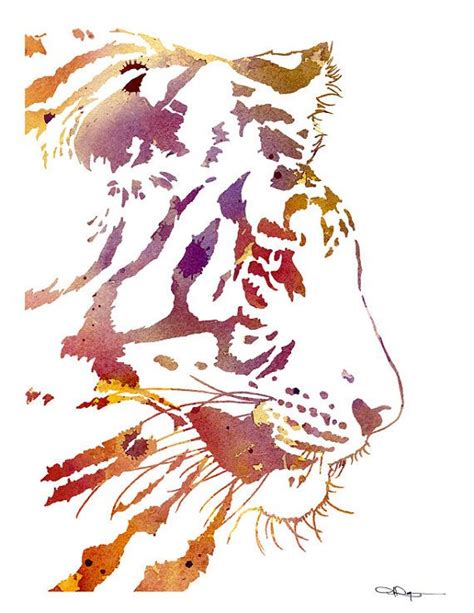 Tiger Art Print Watercolor Colorful Abstract Painting Tiger Painting