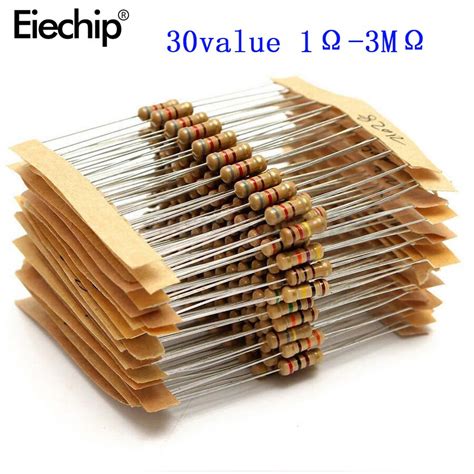 300pcs Resistor Pack 30value10pcs Rang 1ohm 3m Ohm 12w Carbon Film