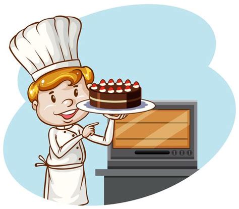A Chef Baking Cake Bakery 300055 Vector Art At Vecteezy
