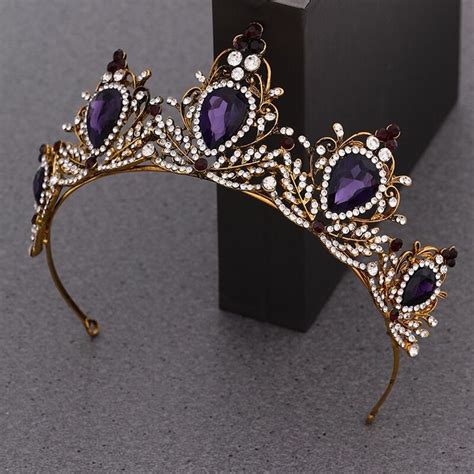 tiara purple in 2020 rhinestone crown hair jewelry wedding purple crystals