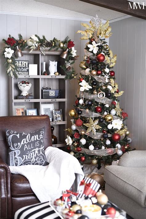 Home decor couch white room decor red and white furniture. Black, White, Gold & Red Holiday Tour - Monica Wants It