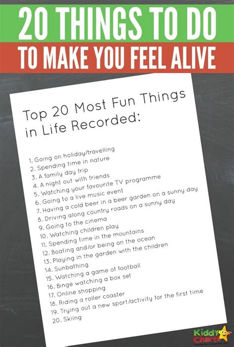 20 Things To Do To Make You Feel Alive Reward Chart Kids Make You