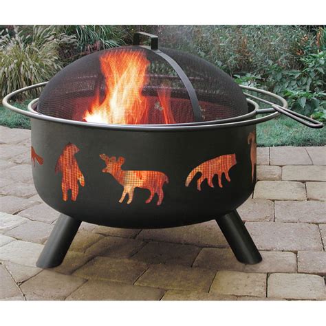 From wood burning fire pits to gas fire pits, we have everything you need to bring style & warmth to your outdoor space. Landmann Big Sky 29.25 in. Round Black Wildlife Fire Pit ...