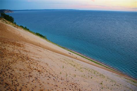 Sleeping Bear Dunes Climb Off Lake Michigan During Sunset Sleeping