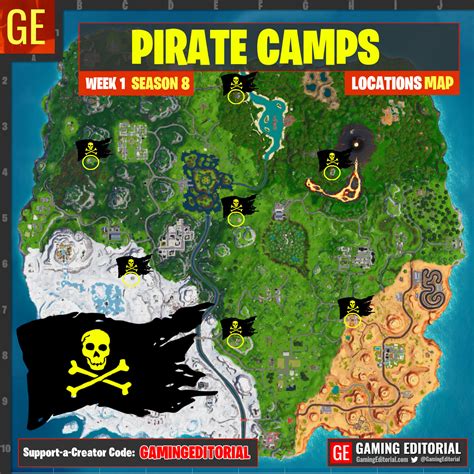 Detailed fortnite stats, leaderboards, fortnite events, creatives, challenges and more! All Pirate Camp Locations Map Fortnite Week 1 Challenge ...
