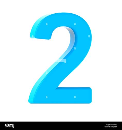 3d Left Leaning Light Blue Number 2 3d Rendering Graphic Isolated