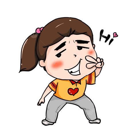 Say Hello Png Image A Lovely Girl To Say Hello Cute Cartoon Hand