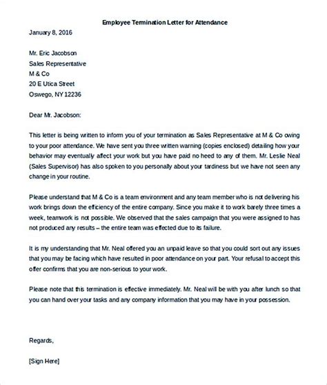 Failing to abide by our employment terms and company policies is a risk to our business and to your colleagues. 19+ Termination Letter Sample - How It Should be Written and Edited