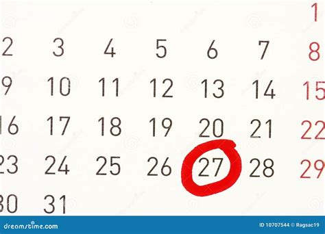 Date Circled On A Calendar Stock Images Image 10707544