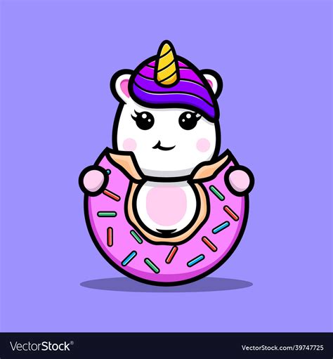 Cute Unicorn Eating Donut Mascot Design Royalty Free Vector