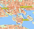 Mapa de centro de Estocolmo, Estocolmo central del mapa (Södermanland y ...