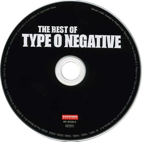 Carátula Cd De Type O Negative The Best Of Type O Negative Portada