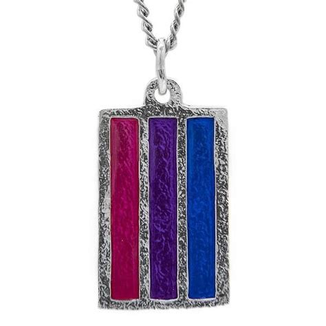 Jeweler Crafted Sterling Silver Bisexual Pride Flag Pendant With Hand