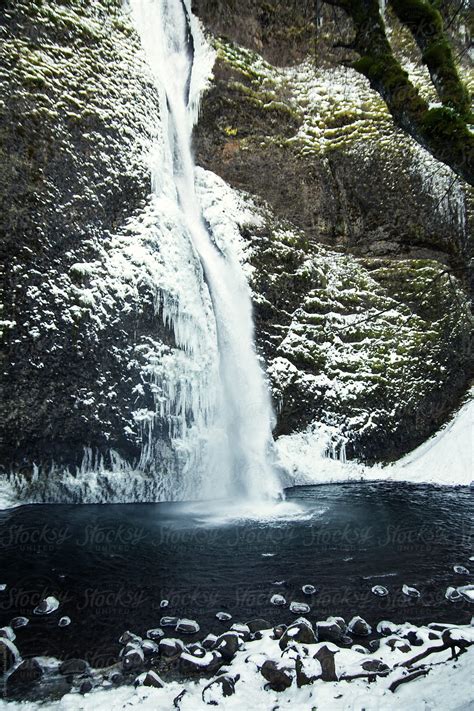 Frozen Waterfall In The Columbia River Gorge By Stocksy Contributor