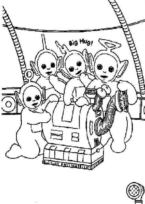 The Teletubbies And Their House Keeper Noo Noo Coloring Page Color