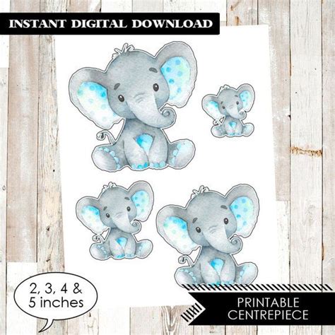 Your guests won't believe how great your baby shower looks and they won't even guess that you got so many of the items for free. Blue Elephant Baby Shower Centrepiece. Printable Elephant ...