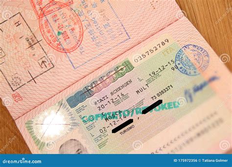 Schengen Visa In Passport Close Up Editorial Photo