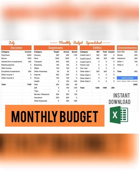 Monthly Budget Spreadsheet In 2020 Monthly Budget Spreadsheet