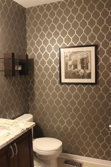 Free Download Powder Room With Allover Trellis Wall Stencil 736x1104