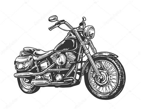 Una Motocicleta Ilustración Grabada Vectorial Vector Gráfico