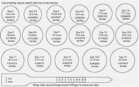 Printable Ring Size Chart Shape Chart Ring Sizes Chart