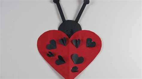 Valentines Day Diy Ladybug Heart Craft For Kids Youtube