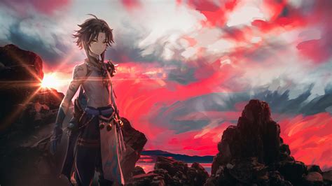 Xiao In Red Black Sky Background 4k Hd Genshin Impact Wallpapers Hd