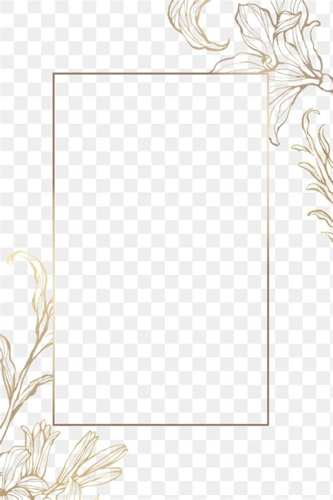 Rectangle Gold Frame With Floral Outline Premium Image