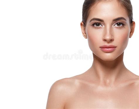 Beautiful Woman Face With Make Up And Beauty Healthy Skin And Ha Stock