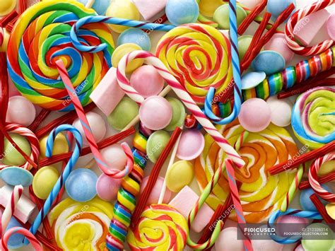 Colorful Sweets And Candy Canes Full Frame — Arrangement Abundance