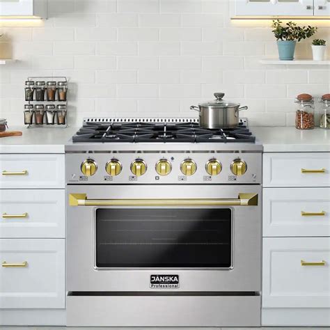 36 Inch Professional 6 Burner Gas Range Gold Knobs Simply Made Better